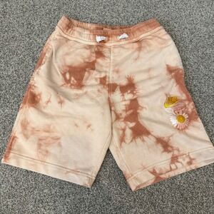 Nike girls Beaverton With Love Tie Dye Daisy Sweat Shorts Large Peach Rust